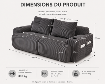 LUNARO™ — Canapé Nuage Côtelé