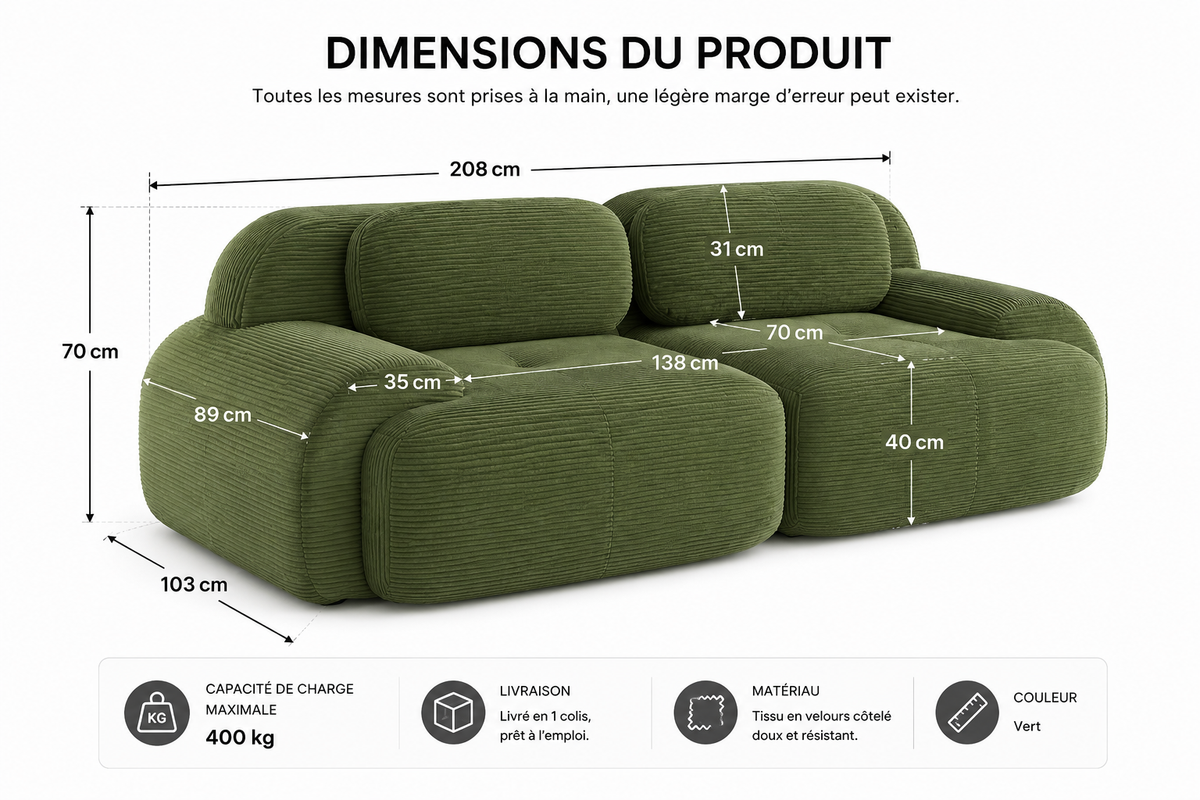 NOCTARA™ — Canapé Côtelé Signature