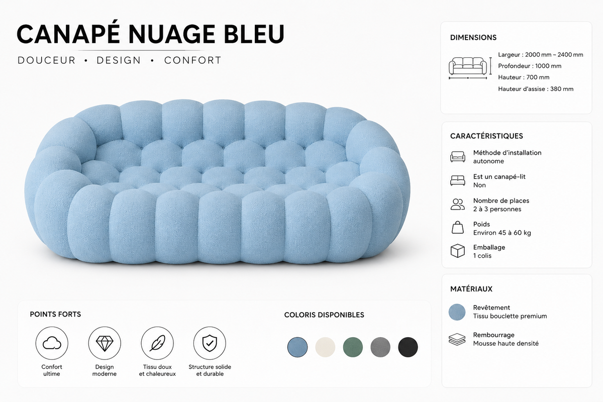 CLOUDÉA™ — Canapé Nuage Premium